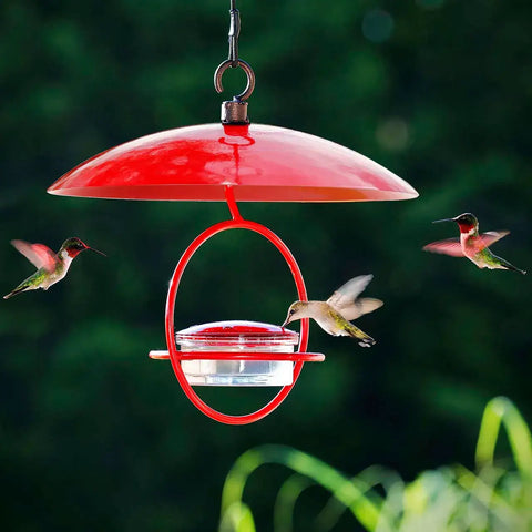 Mosaic Birds Petite Glass Baffle Dome - Ruby Red