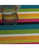 Bold multi stripe outdoor Chilewich mat close up.