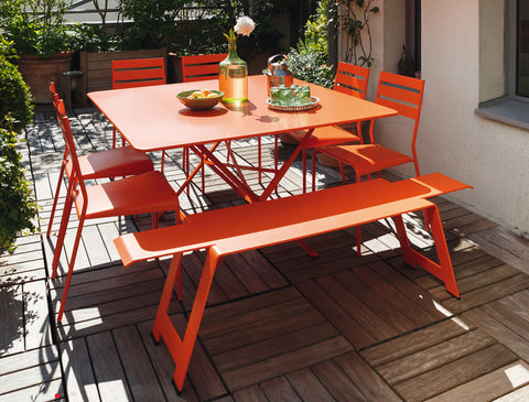 Fermob outdoor dining set in 2020 discontinued color Carrot.