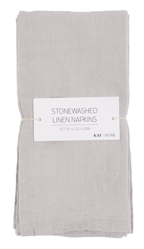 Stone Washed Linen Napkins - Set Of 4