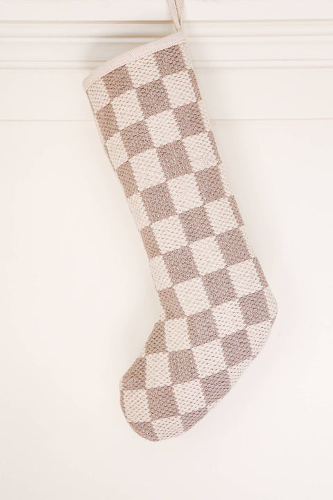 Grey Checkered Christmas Stocking