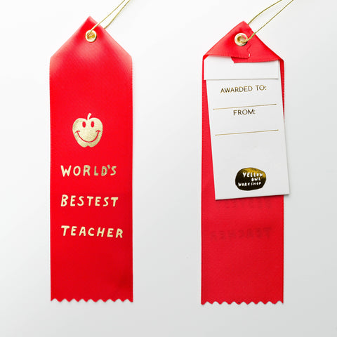 World's Bestest Teacher Award Ribbon - Appreciation Gift