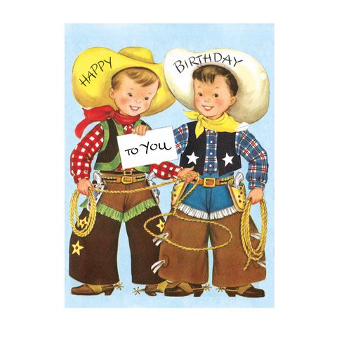 Two Little Cowboys - Birthday Greeting Card