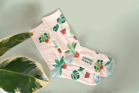 House Plant Socks Tan