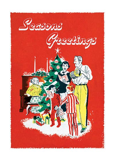 Fifties Family Singing Carols - Christmas Card