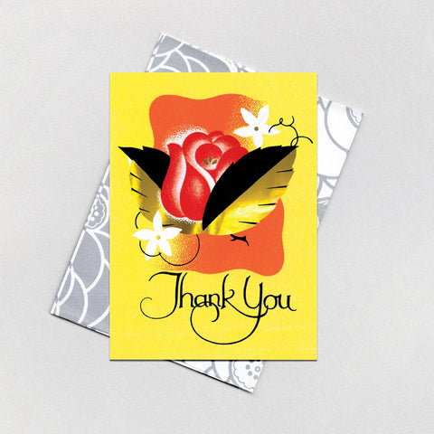 Thank You with a Red Rose - Thank You Card