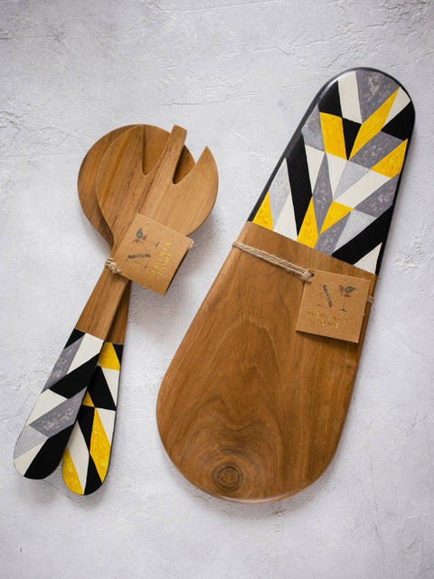 Decorative Teak Serving Set