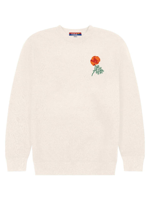 Poppy Flower Crewneck Sweatshirt Cream