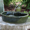 Solar Green Glazed Dove Outdoor Water Fountain