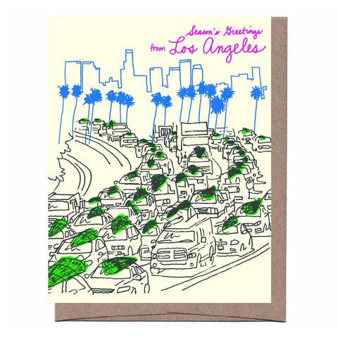 LA Traffic Trees Christmas Greeting Card