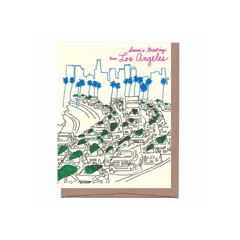 LA Traffic Trees Christmas Greeting Card