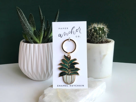 Rubber Tree Plant Keychain