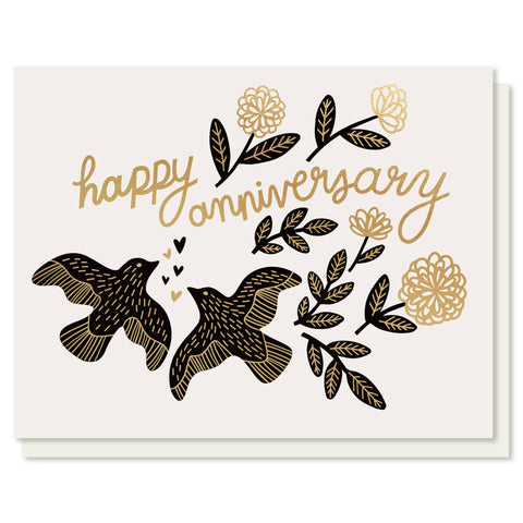 Anniversary Birds with Gold Foil Card