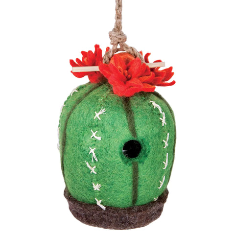 Barrel Cactus Felt Birdhouse