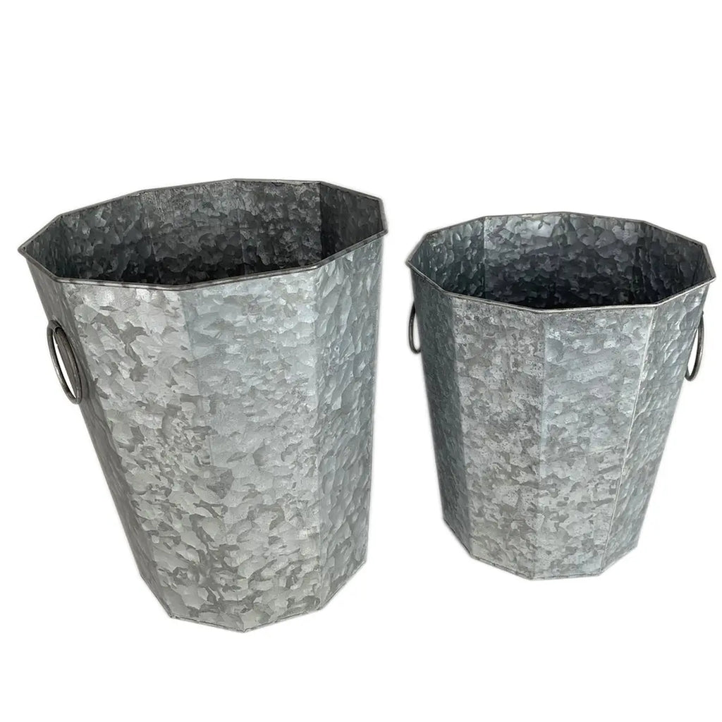 Beveled Zinc Planters With Handles