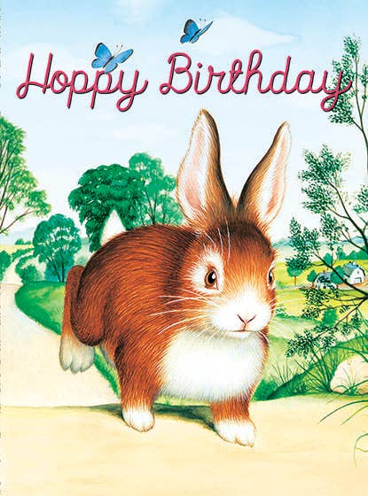 Hopping Bunny Birthday Wishes - Birthday Card