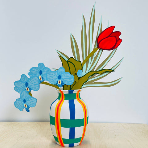 Rainbow Plaid Vase