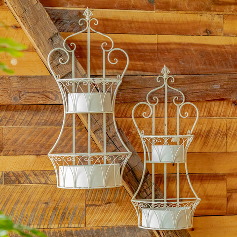 Dual Wall Hanging Iron Basket Planter