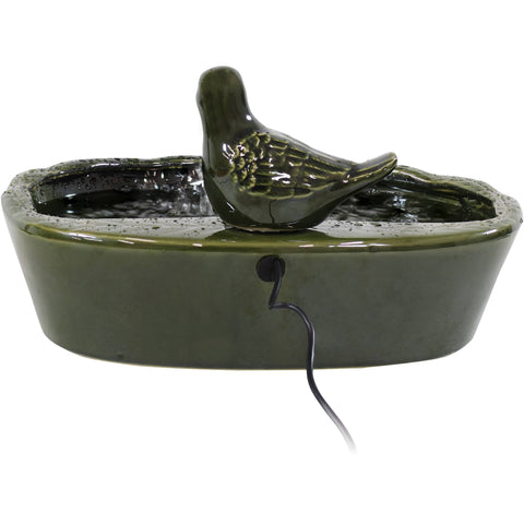 Solar Green Glazed Dove Outdoor Water Fountain