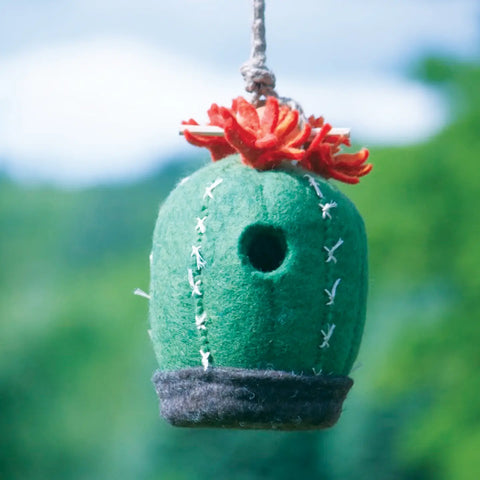 Barrel Cactus Felt Birdhouse