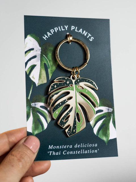 Monstera 'Thai Constellation' Plant Keychain