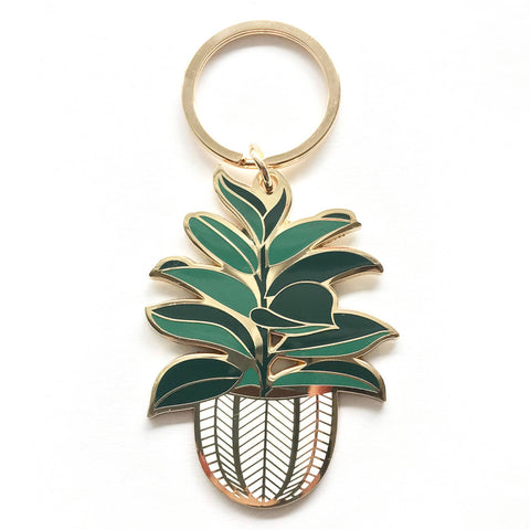 Rubber Tree Plant Keychain