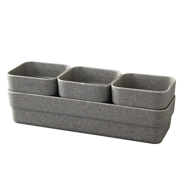 Sustainable Eco-Planter Herb Pot with Tray - Set of 3