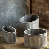 Oval Metal Dolly Planters