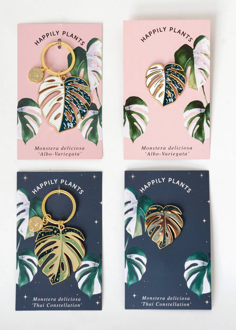 Monstera 'Thai Constellation' Plant Keychain