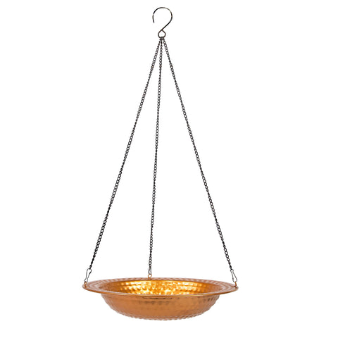 Iron Hanging Bird Bath or Bird Feeder with Copper Finish