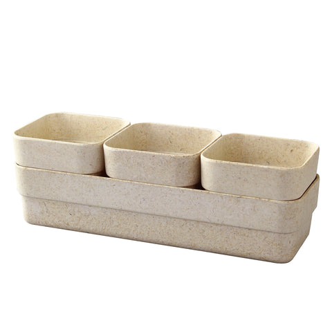 Sustainable Eco-Planter Herb Pot with Tray - Set of 3