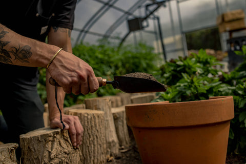 Metal Garden Scoop with Wooden Handle