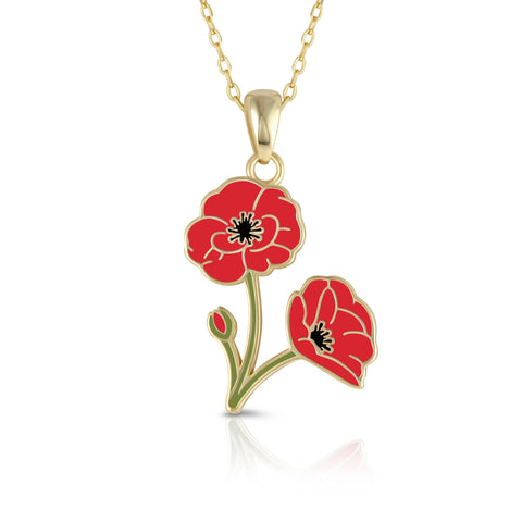 Poppy Flower Necklace – August Birth Flower