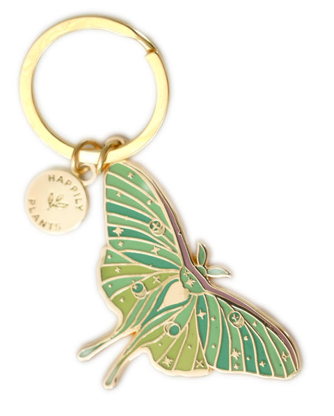 Luna Moth Hard Enamel Keychain - Glow in the Dark!