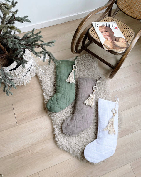 Linen Blend Christmas Stocking