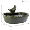 Solar Green Glazed Dove Outdoor Water Fountain