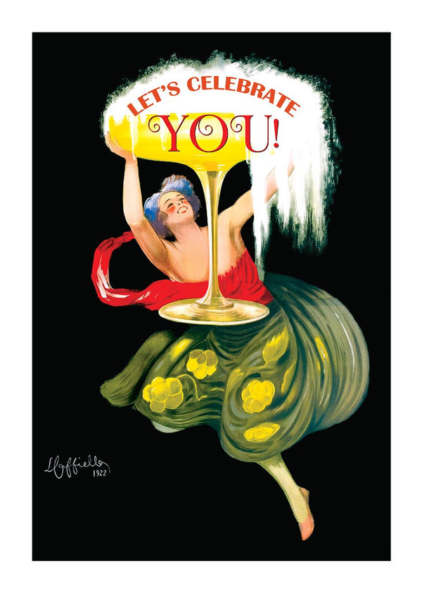 Woman with Champagne - Birthday Card