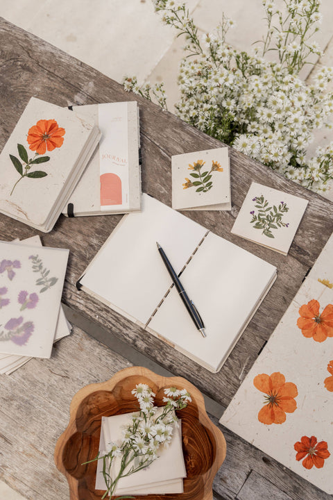 Handcrafted Note Card with Pressed Flowers