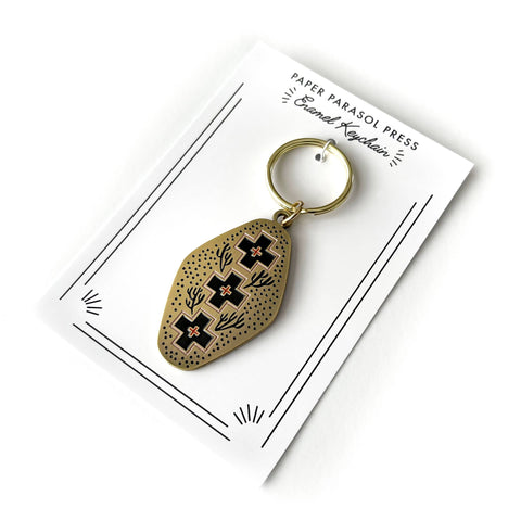 Desert Crossroads Enamel Keychain