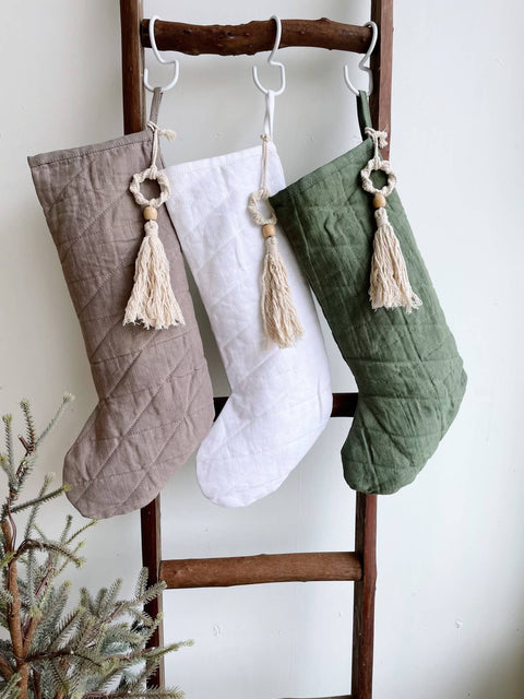 Linen Blend Christmas Stocking