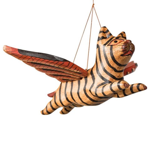 Small Wooden Hanging Flying Cat