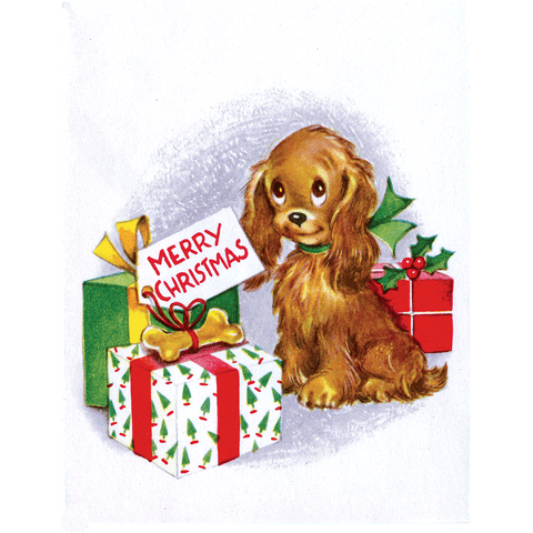 Spaniel with Presents - Christmas Greeting Card