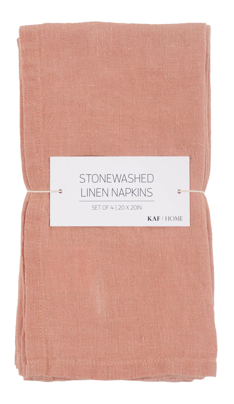 Stone Washed Linen Napkins - Set Of 4