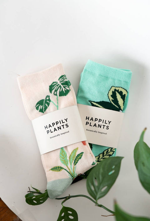 House Plant Socks Tan