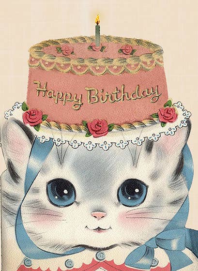 Birthday Hat Kitty - Birthday Card