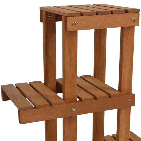 Meranti Wood Multi-Tiered Plant Stand with Teak Finish