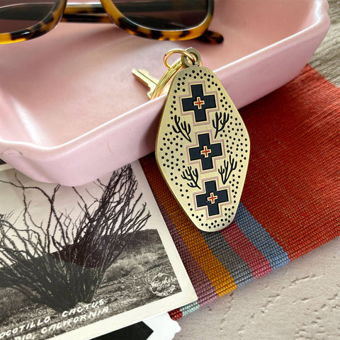 Desert Crossroads Enamel Keychain