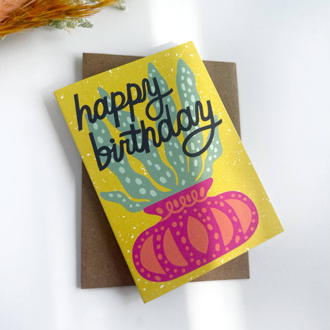 Happy Birthday Snake Plant Mini Card