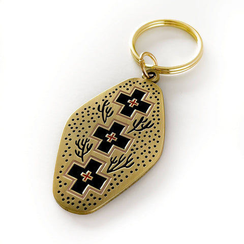 Desert Crossroads Enamel Keychain