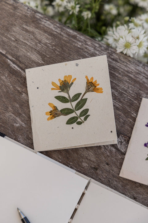 Handcrafted Note Card with Pressed Flowers